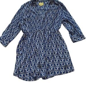 Maeve Anthropologie Galen Dress Blue Diamond, Pockets, Boho, Festival, Size S